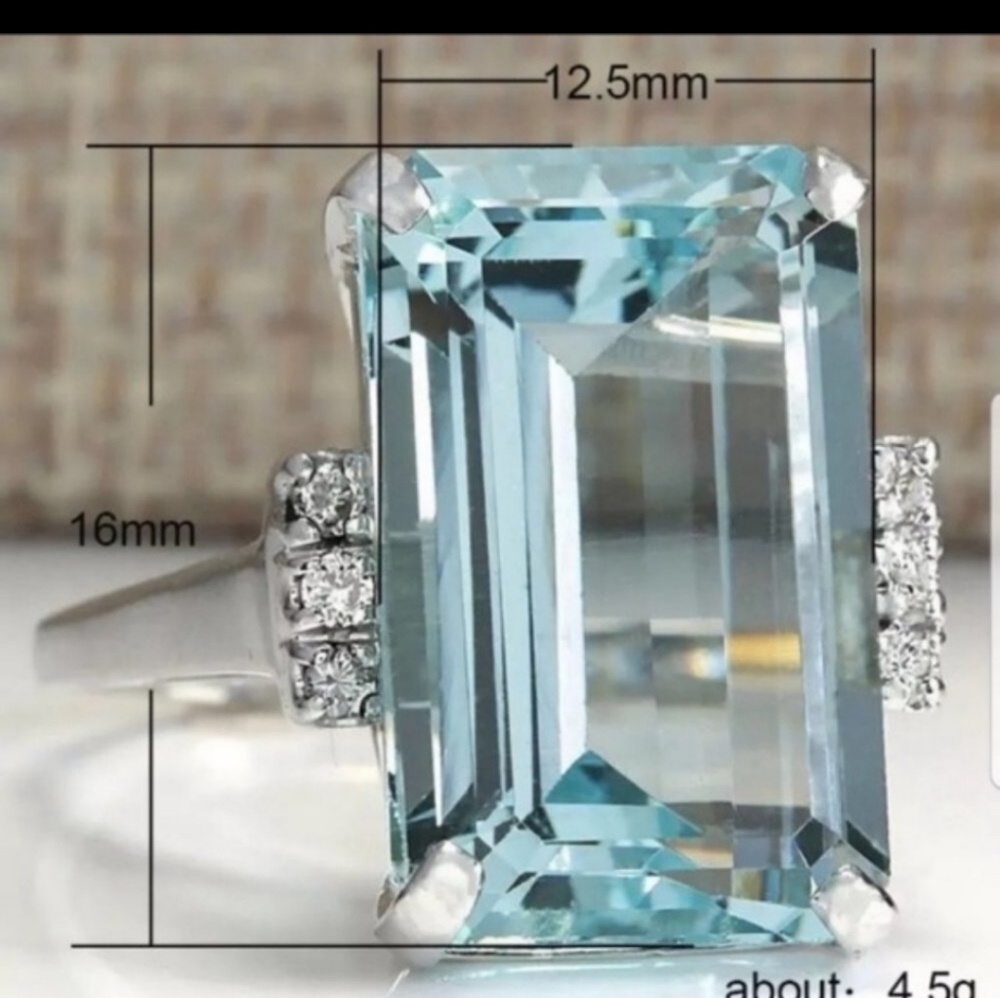 S925 New Aquamarine Gemstone Ring - Picture 7 of 9